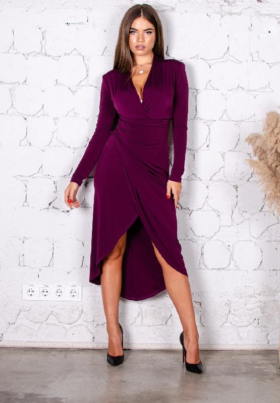 Maxi dresses with a halter neck for a stylish and sophisticated choiceRoxy Plum Violet Wrap Style Midi Dress