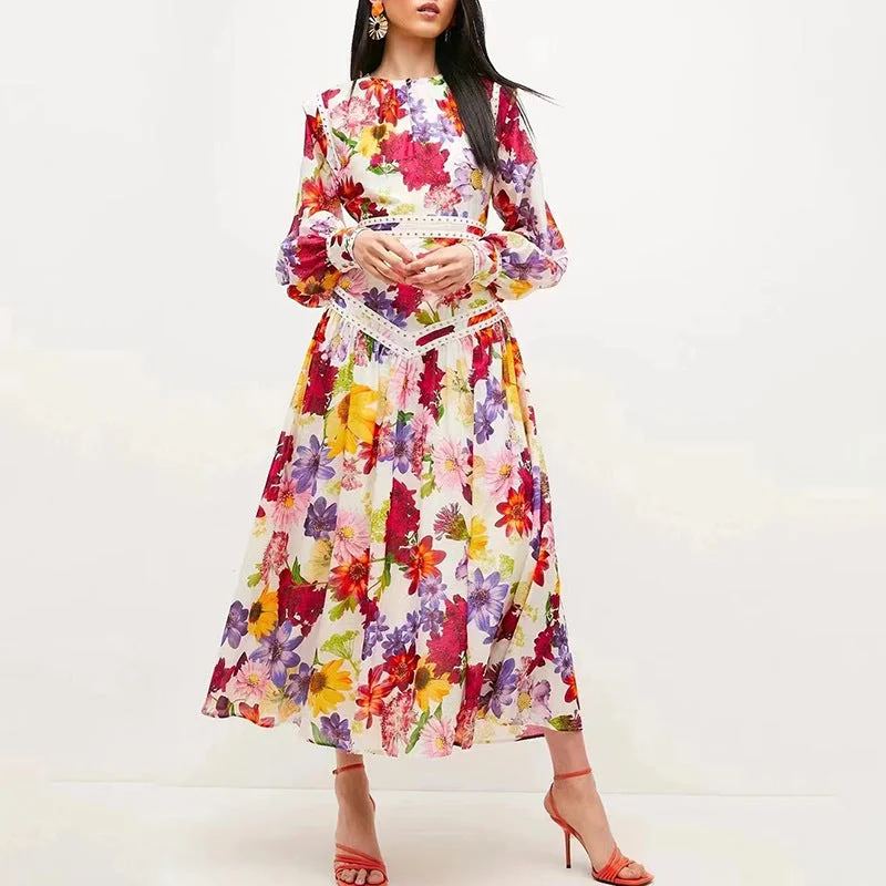 Maxi dresses with tassel accents for a fun and lively touchSeaside Holiday Style Beach Dress 2022 New Round Neck Puff Sleeves Beaded Decorative Print Lotus Leaf Dress Women Maxi dresses with tassel accents for a fun and lively touchSeaside Holiday Style Beach Dress 2022 New Round Neck Puff Sleeves Beaded Decorative Print Lotus Leaf Dress Women