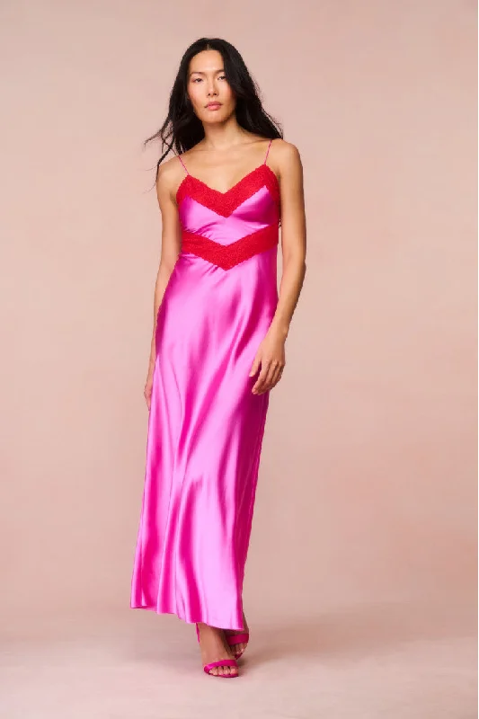 Maxi dresses with polka dot prints for a playful styleSerita Lace-Trimmed Maxi Dress - FUCHSIA Maxi dresses with polka dot prints for a playful styleSerita Lace-Trimmed Maxi Dress - FUCHSIA