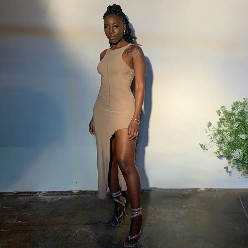 Maxi dresses with a wrap - around style for a customizable fitBerriesJam - 2024 Solid Color Sleeveless Split Long Patchwork Tank Dress Maxi dresses with a wrap - around style for a customizable fitBerriesJam - 2024 Solid Color Sleeveless Split Long Patchwork Tank Dress