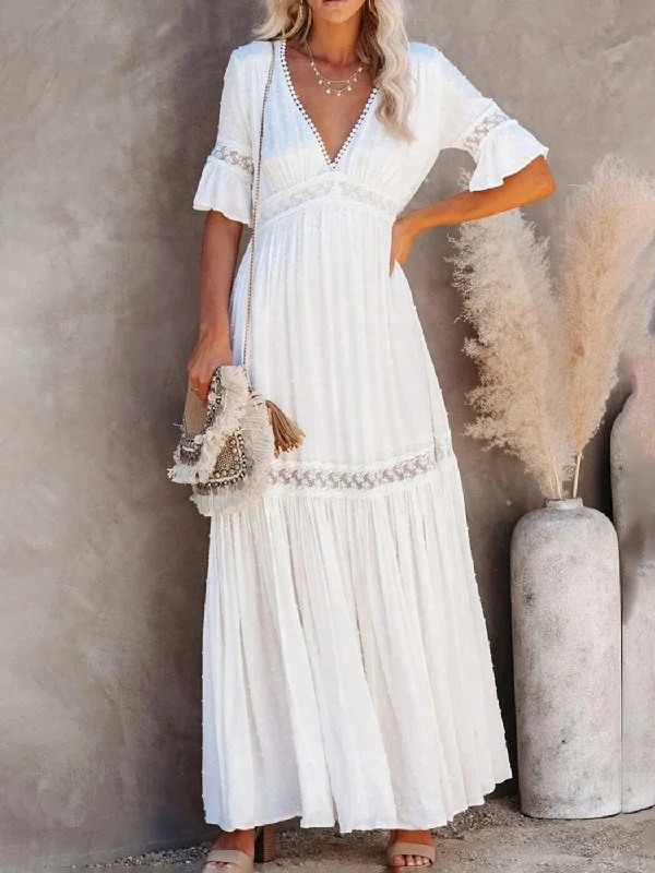 Maxi dresses with geometric prints for a contemporary aestheticBerriesJam - 2024 Trendy Pleated Ruffle Maxi Dress