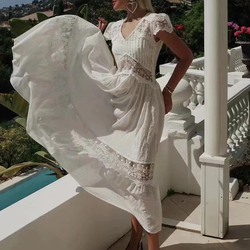 Metallic maxi dresses for a glamorous New Year's Eve partyVestidos Casuales Long Dress 2022 Autumn New V-neck Hollow Lace Sexy Ruffle Dress Women Metallic maxi dresses for a glamorous New Year's Eve partyVestidos Casuales Long Dress 2022 Autumn New V-neck Hollow Lace Sexy Ruffle Dress Women