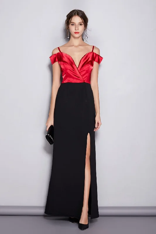 Maxi dresses with mesh panels for a sexy and trendy appearanceFashionSierra - Sexy Spaghetti Stripes Low V Neck Split Elegant Long Prom Maxi Dresses