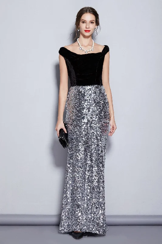 Plaid maxi dresses for fall fashion eventsFashionSierra - Bodice Patchwork Sequined Elegant Long Party Dresses