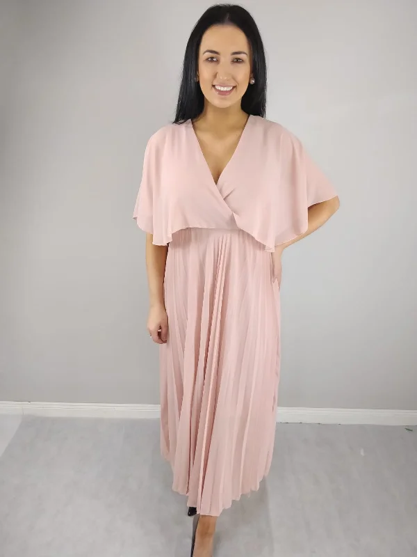 Maxi dresses with ribbed textures for a unique and tactile lookYasmin Soft Pink Angel Sleeve Pleated Skirt Dress Maxi dresses with ribbed textures for a unique and tactile lookYasmin Soft Pink Angel Sleeve Pleated Skirt Dress