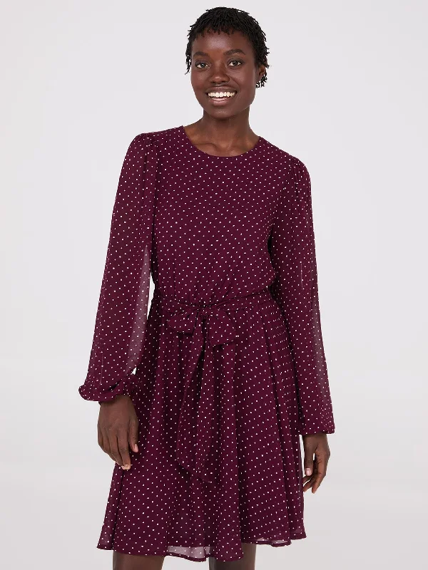 Ruffled mini dresses for a romantic touchDot Print Chiffon Fit & Flare Mini Dress