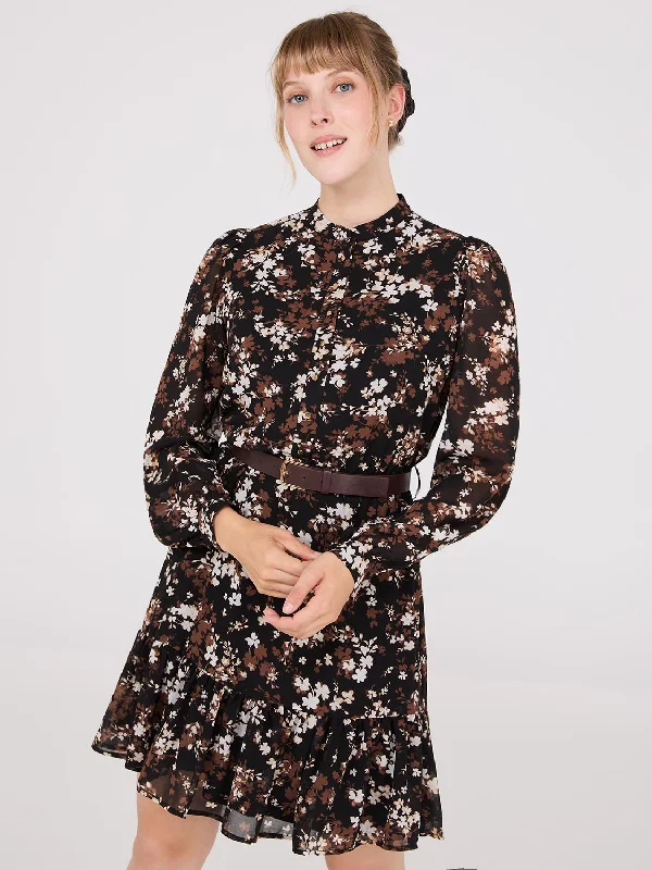 Mini dresses with geometric prints for a modern aestheticFloral Print Chiffon Fit & Flare Mini Dress Mini dresses with geometric prints for a modern aestheticFloral Print Chiffon Fit & Flare Mini Dress