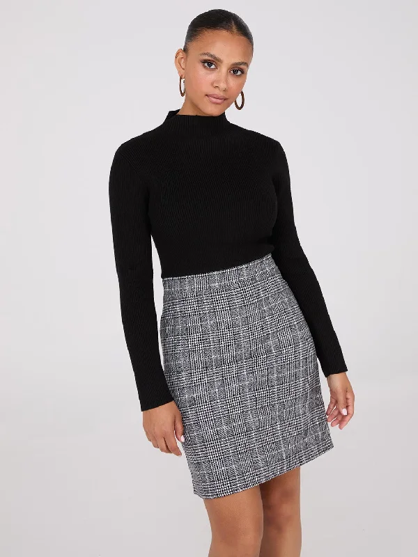 Mini dresses with spaghetti straps for a delicate lookMock Neck Plaid A-Line 2-Fer Mini Dress Mini dresses with spaghetti straps for a delicate lookMock Neck Plaid A-Line 2-Fer Mini Dress