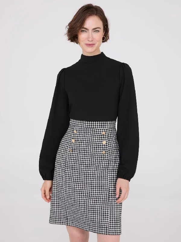 Mini dresses with ruched bodices for a feminine touchLong Sleeve 2-Fer Checkered Mini Dress Mini dresses with ruched bodices for a feminine touchLong Sleeve 2-Fer Checkered Mini Dress