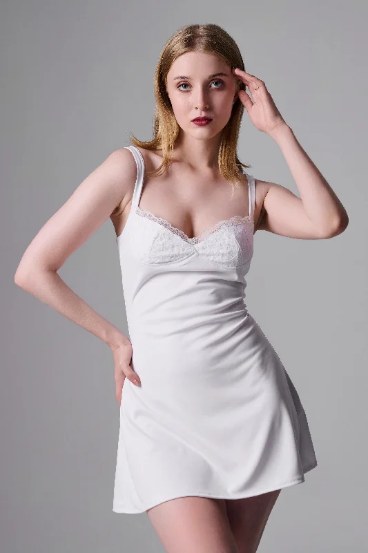 Mini dresses with halter necks for a stylish choiceADRIANA LACED MINI DRESS in white