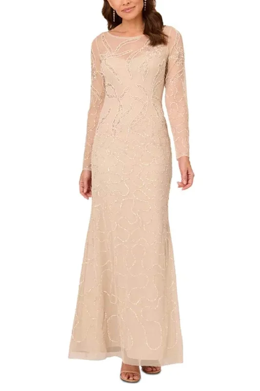Geometric - printed wedding guest dresses for a modern weddingAdrianna Papell AD5E210709 - Beaded Illusion Bateau Evening Gown
