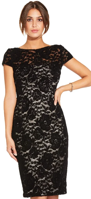 Plaid wedding guest dresses in muted colors for a fall weddingAdrianna Papell - AP1E204098 Floral Lace Cap Sleeve Sheath Dress