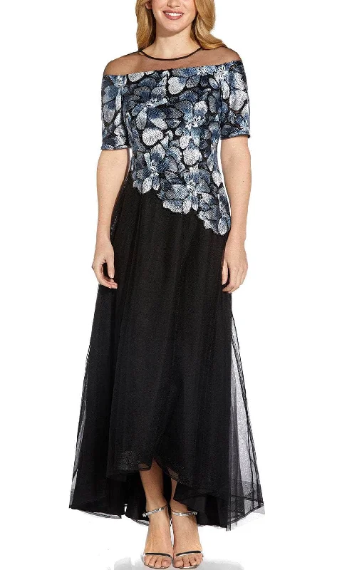 Wedding guest dresses with empire waists and tulle skirtsAdrianna Papell AP1E208899 - Short Sleeve Embroidered Formal Dress