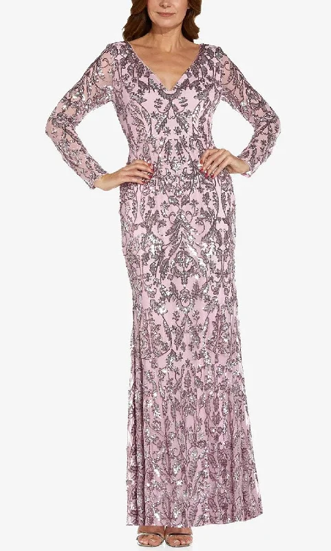 Wedding guest dresses with fringe accents for a bohemian - inspired weddingAdrianna Papell AP1E209103 - V Neck Sequined Evening Gown
