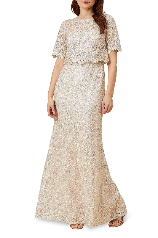 Embroidered wedding guest dresses in earthy tones for a rustic weddingAdrianna Papell AP1E210399 P - Floral Lace A-Line Formal Gown