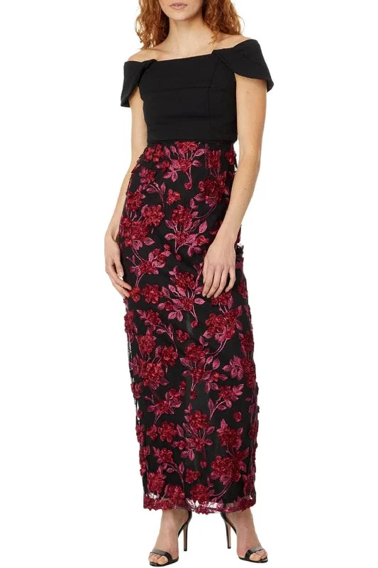 Wedding guest dresses with tiered skirts for a feminine lookAdrianna Papell AP1E210803 - Embroidered Off Shoulder Evening Dress