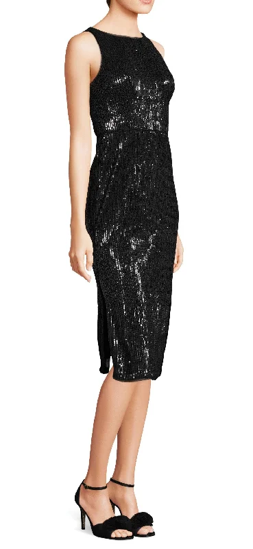 A - line cocktail wedding guest dresses in pastel colorsAdrianna Papell AP1E203407 Scoop Neck Sleeveless Short Sequin Dress