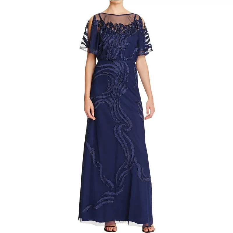 Midi wedding guest dresses in navy blue for a formal affairAidan Mattox - 54471950 Embellished Illusion Bateau A-line Dress