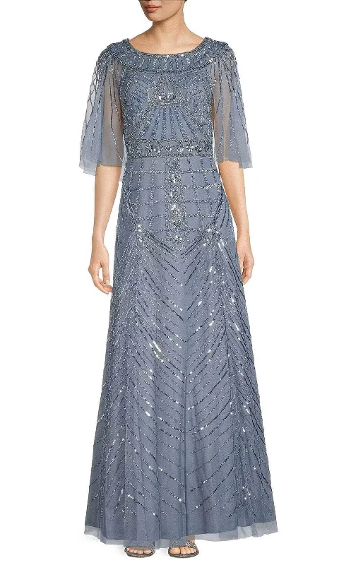 Halter - neck wedding guest dresses with beaded strapsAidan Mattox MD1E207719 - Bateau Cape Sleeve Formal Gown