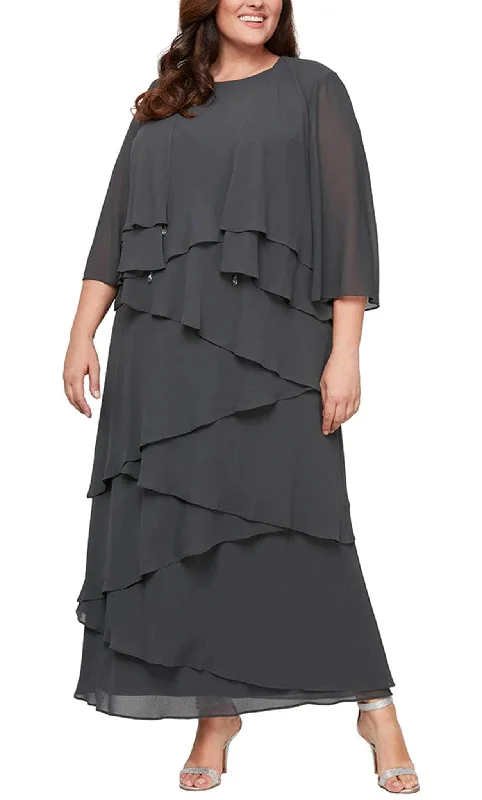 Velvet - trimmed wedding guest dresses in burgundy for a formal eventAlex Evenings 8492001 - Chiffon Two Piece Dress