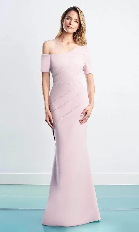 Animal - print wedding guest dresses in subtle colors for a bold statementAlexander by Daymor - Asymmetric Pleated Evening Dress 1451