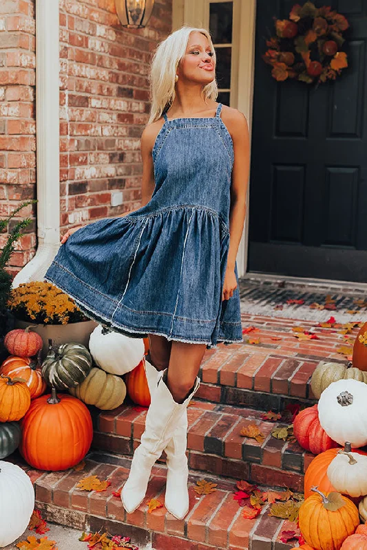 Mini dresses with fringe for a bohemian styleAlways In Style Denim Mini Dress