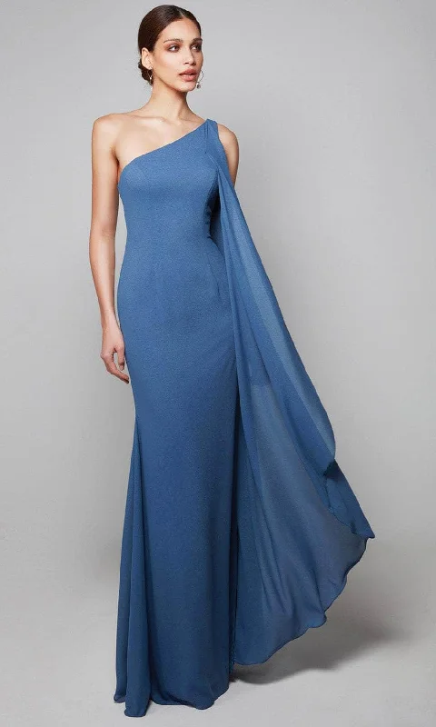 Polka - dot - printed wedding guest dresses with short sleevesAlyce Paris - Cascade One Shoulder Evening Dress 27603