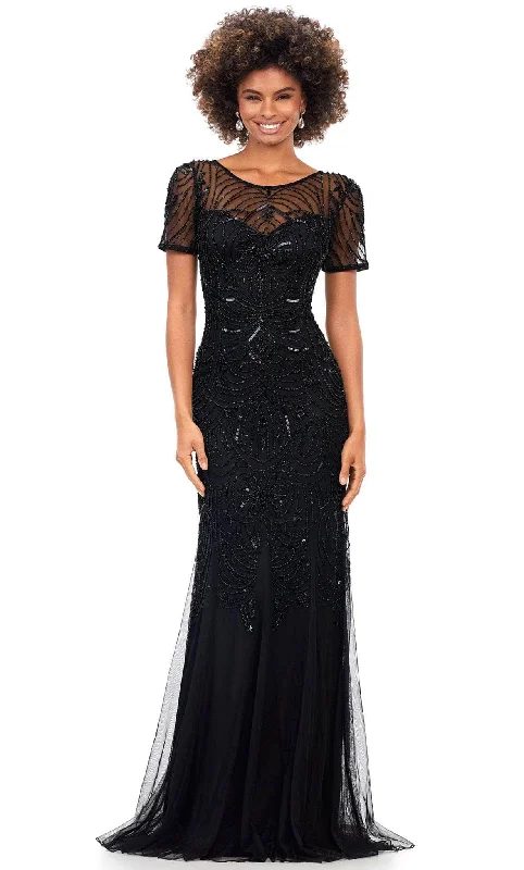 Wedding guest dresses with pom - pom trims for a playful lookAshley Lauren 11215 - Beaded Illusion Scoop Formal Gown