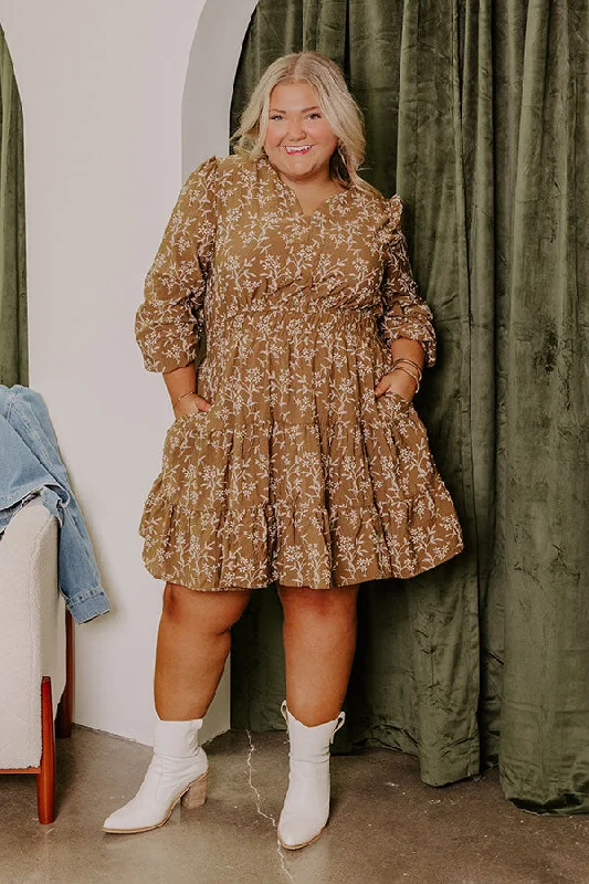 Plaid mini dresses for fall fashionBalcony Brunch Floral Mini Dress Curves