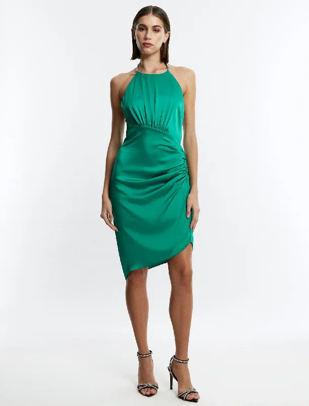 Mini dresses with pom - pom trims for a playful feelAnwen Ruched Mini Dress