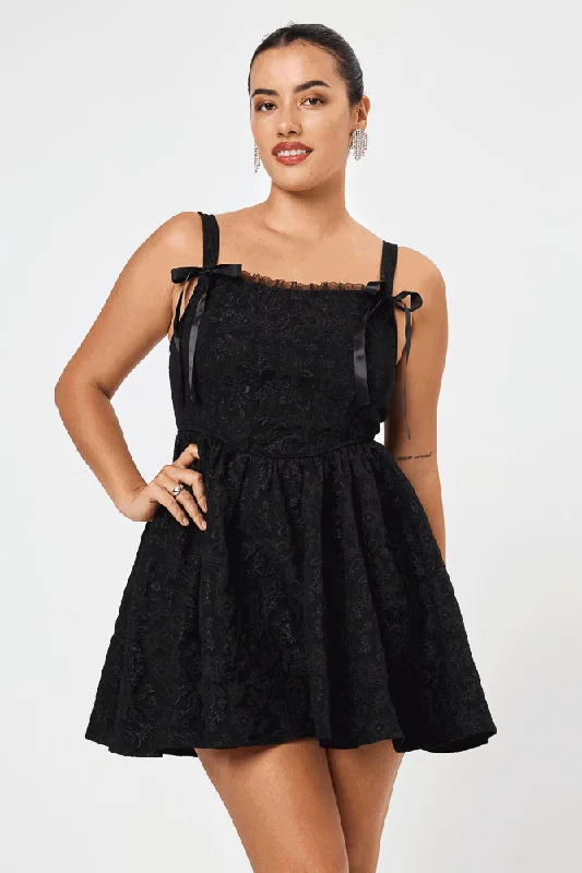 Mini dresses with button - down frontsBlack Embossed Corset Dress