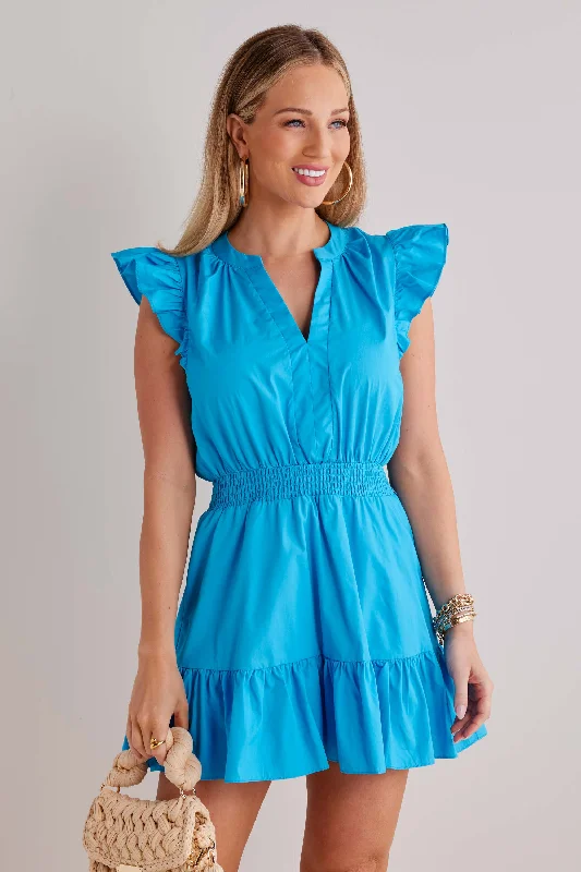 Leather mini dresses for a edgy styleSammy Dress- Blue