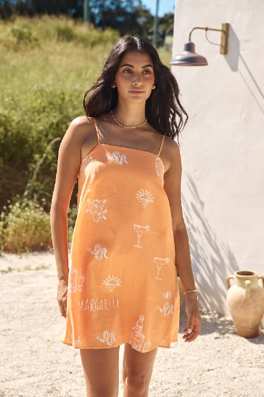 Strapless mini dresses for a beach vacationCancun Chaos Mini Dress Orange