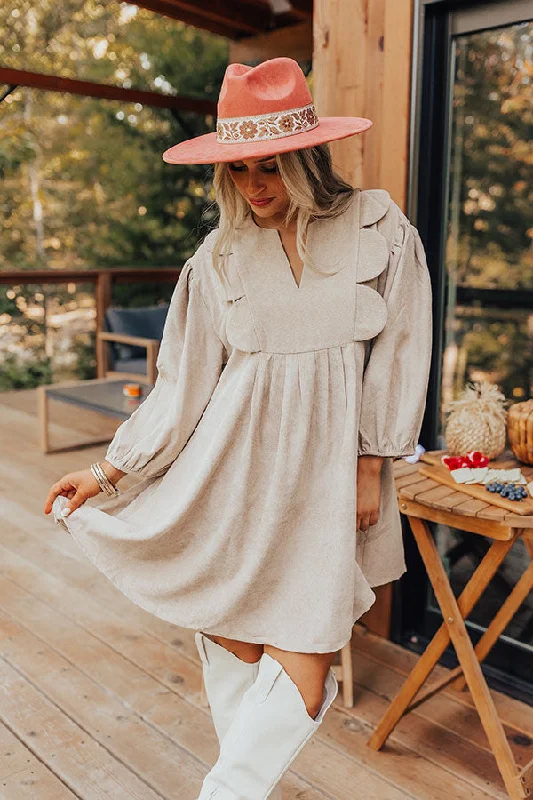 Polyester mini dresses for easy careCappuccino Cutie Corduroy Mini Dress in Oatmeal