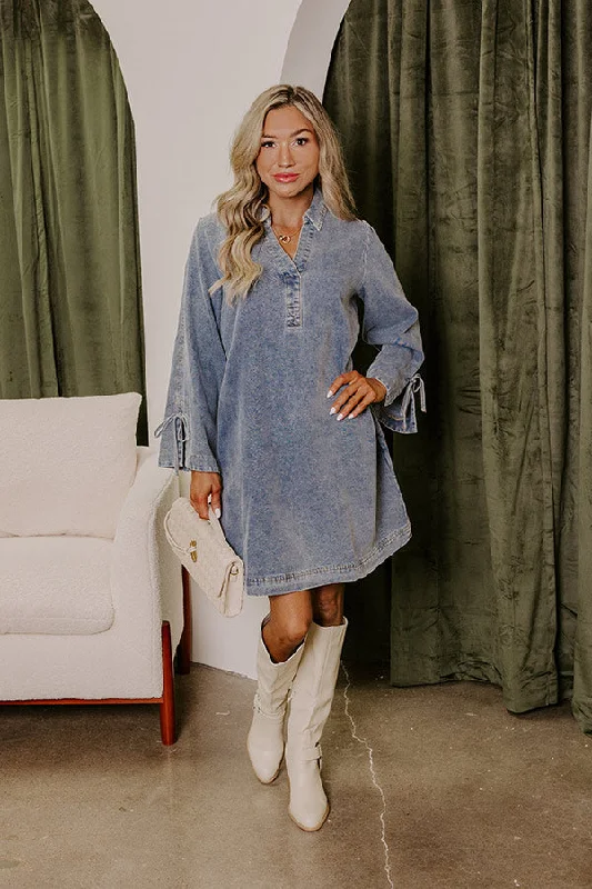 Mini dresses with side slits for a sexy appealCasual Cue Denim Mini Dress