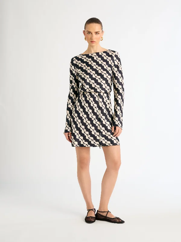 Mini dresses with polka dot patternsCHAIN LINK TWILL DRESS