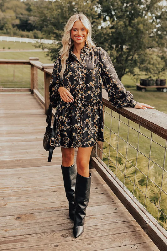 Mini dresses with embroidered details for a unique touchChrysanthemum Whisper Button Down Mini Dress