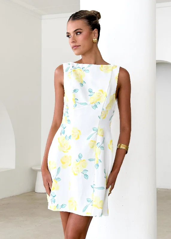 Metallic mini dresses for a glamorous eventClarissa Dress - Lemon Floral