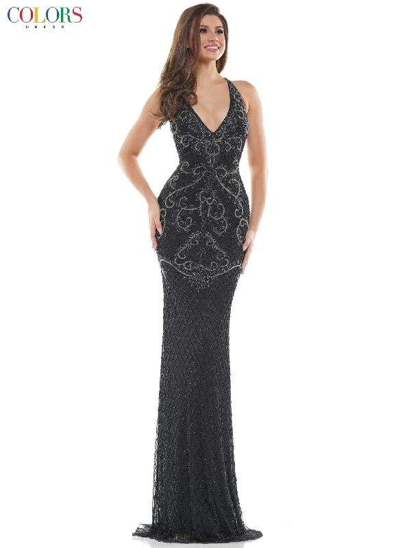 Wedding guest dresses with patchwork designs for a unique lookColors K111 Colors Long Formal Fitted Prom Dress