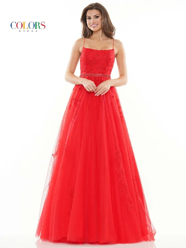 Tea - length wedding guest dresses with polka dot patternsColors 2532 Colors Long Spaghetti Strap Formal Prom Dress