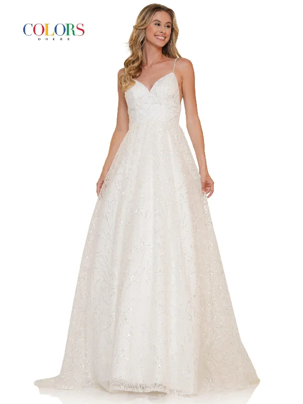 Lace - and - tulle wedding guest dresses with sweetheart necklinesColors 2687 Colors Long Spaghetti Strap Prom Ball Gown