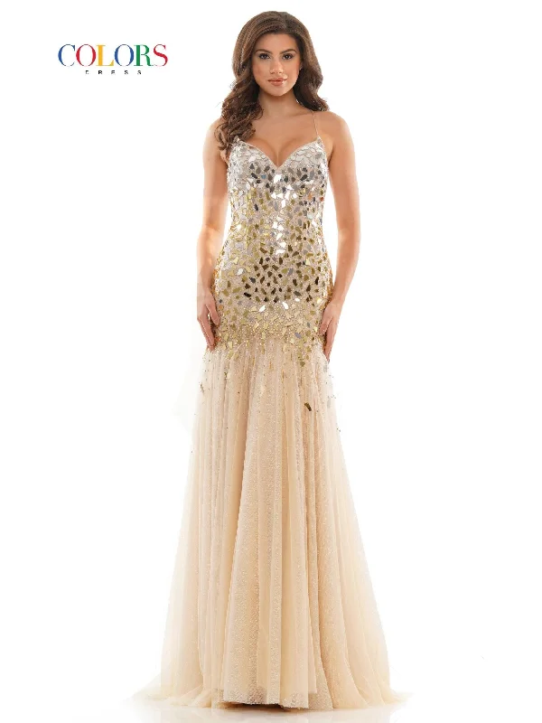 Asymmetric - hem wedding guest dresses in metallic huesColors 2768 Colors Prom Long Spaghetti Strap Formal Dress