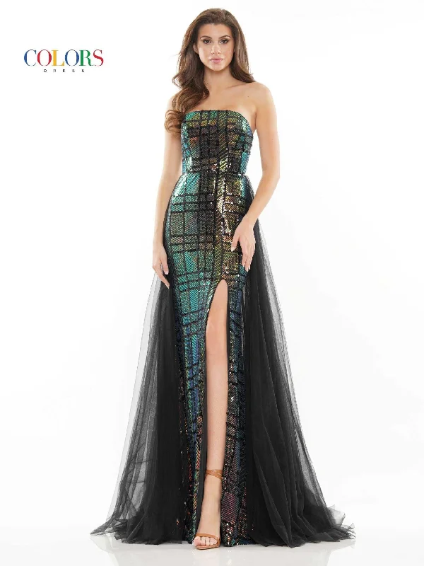 Wedding guest dresses with cut - out details and midi lengthsColors G1077 Colors Prom Long Strapless Formal Dress