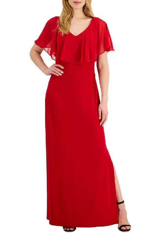 Ruffled - sleeve wedding guest dresses in light blue for a spring weddingConnected Apparel T1312927M1 - Short Flutter Sleeve Evening Dress