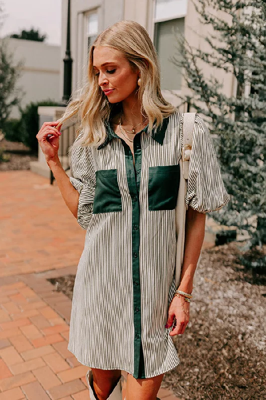 Mini dresses with pom - pom trims for a playful feelCountry Club Cutie Button Down Mini Dress in Deep Forest Mini dresses with pom - pom trims for a playful feelCountry Club Cutie Button Down Mini Dress in Deep Forest