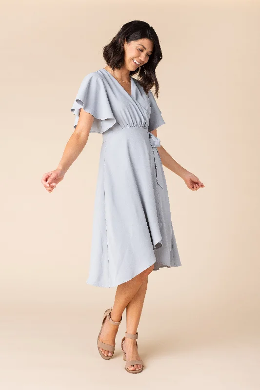 Mini dresses with wrap - around stylesDaphne Tulip Wrap Dress - Dusty Blue