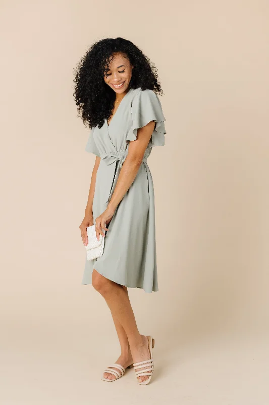 Strapless mini dresses for a beach vacationDaphne Tulip Wrap Dress - Dusty Sage