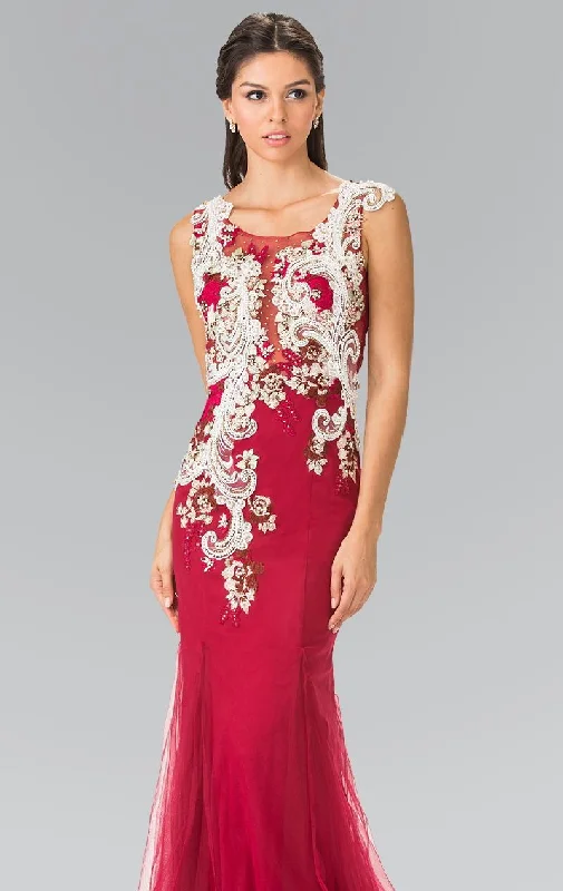 Wedding guest dresses with ruched bodices and spaghetti strapsElizabeth K - GL2318 Beaded Trumpet Gown