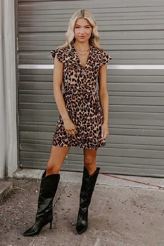 Mini dresses with one - shoulder designsFalling In Love Leopard Mini Dress