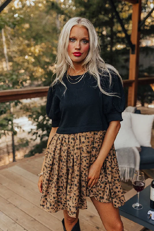 Denim mini dresses with distressed detailsFancy Meeting You Leopard Mini Dress